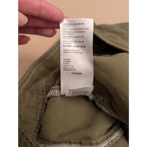 Anthropologie Jackson Utility Tapered Pant Olive Green Gorpcore Streetwear Linen - Picture 9 of 9